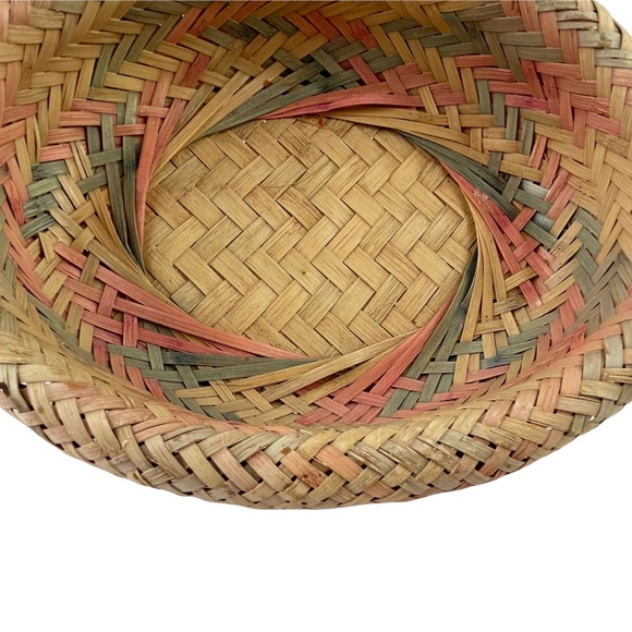 Vintage Cottagecore Rattan Basket Multicolored Ben Rickert Inc Pink Blue Woven - Picture 6 of 12